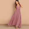 Green Plunge Neck Crisscross Waist Ball Dress - Image 21
