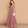 Green Plunge Neck Crisscross Waist Ball Dress - Image 22