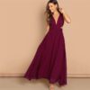 Green Plunge Neck Crisscross Waist Ball Dress - Image 8