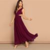 Green Plunge Neck Crisscross Waist Ball Dress - Image 9