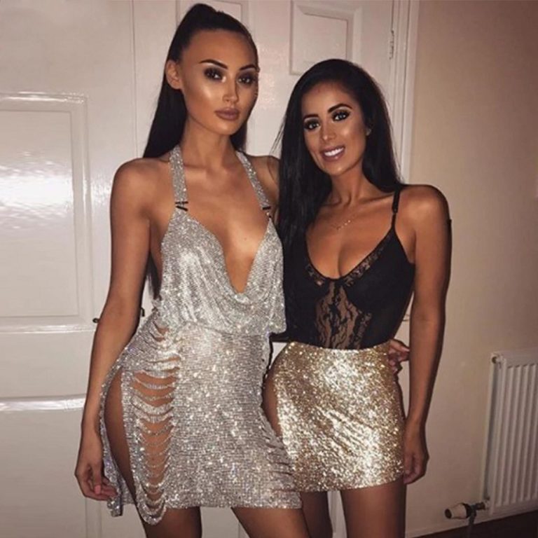 Halter Sexy Deep V-Neck Sequin Bodycon Party Dress