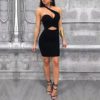 Hollow Out One Shoulder Casual Runway Bodycon Party Dress