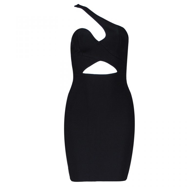 Hollow Out One Shoulder Casual Runway Bodycon Party Dress - Image 2