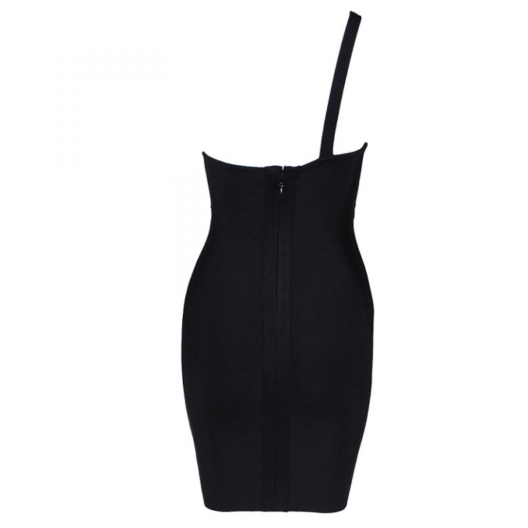 Hollow Out One Shoulder Casual Runway Bodycon Party Dress - Image 4