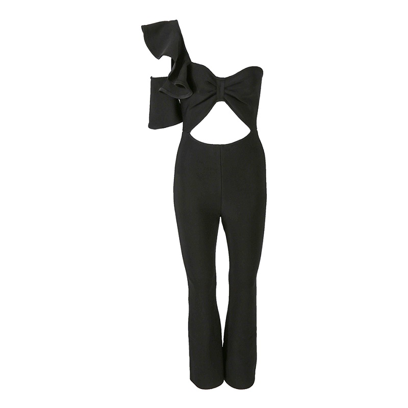 Hollow Out One Shoulder Strapless Runway Jumpsuits - Image 2