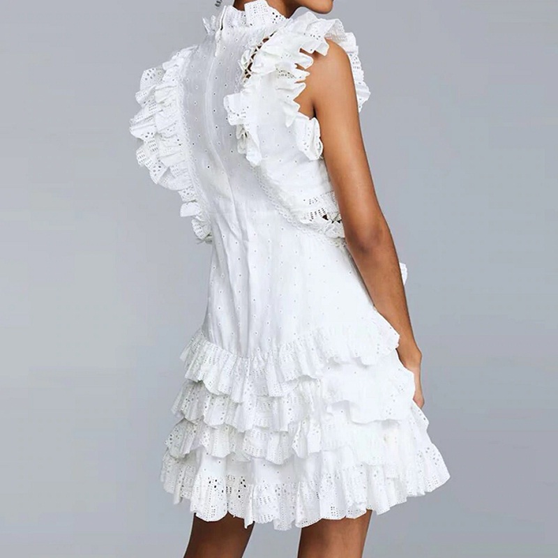 Hollow Out Sexy Ruffles Celebrity Evening Party Mini Club Dress - Image 2