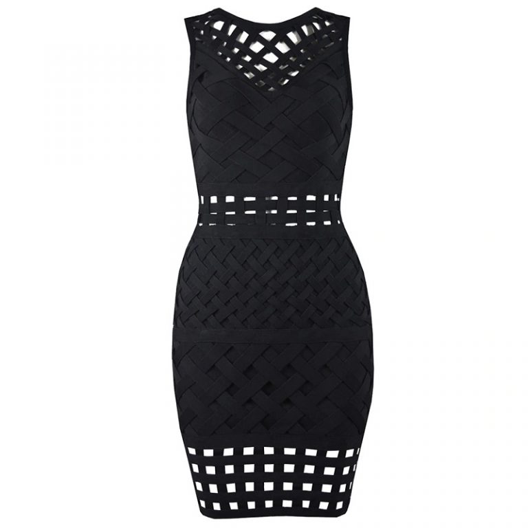 Hollow Out Sexy Sleeveless Celebrity Bodycon Party Dress - Image 3