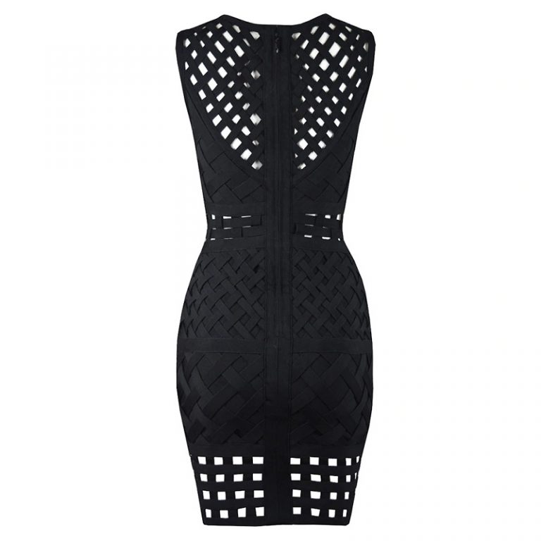 Hollow Out Sexy Sleeveless Celebrity Bodycon Party Dress - Image 5