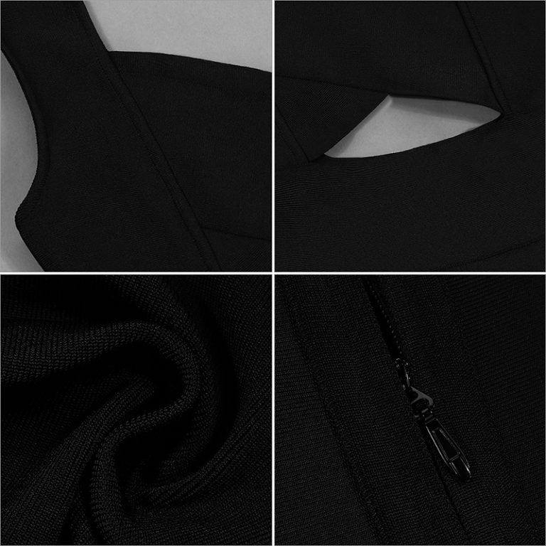Hollow Out V-Neck Spaghetti Strap Celebrity Sexy Club Dress - Image 6