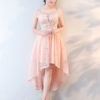 Lace High Low Cocktail Dress Beaded Keyhole Formal Party Dress - Image 2