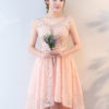 Lace High Low Cocktail Dress Beaded Keyhole Formal Party Dress - Image 3