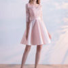 Lace Homecoming Jewel Neckline Three Quarter Sleeve Mini Dress - Image 2