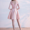Lace Homecoming Jewel Neckline Three Quarter Sleeve Mini Dress - Image 3