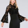 Lace Long Sleeves High Collar Mini Dress - Image 2