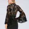 Lace Long Sleeves High Collar Mini Dress - Image 3