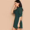 Lady Tie Neck Stand Collar Flounce Sleeve Mini Dress - Image 3