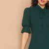 Lady Tie Neck Stand Collar Flounce Sleeve Mini Dress - Image 4
