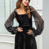 Little Velour Ruffles Square Neck Mini Dress - Image 2