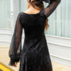 Little Velour Ruffles Square Neck Mini Dress - Image 3