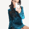 Long Sleeve Velour Backless Sexy Mini Dress