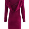Long Sleeve Velour Backless Sexy Mini Dress - Image 6