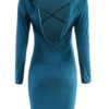 Long Sleeve Velour Backless Sexy Mini Dress - Image 3