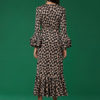 Maxi Dress Leopard Print Split Long Sleeve Sash Sexy Dress - Image 2