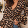 Maxi Dress Leopard Print Split Long Sleeve Sash Sexy Dress - Image 3