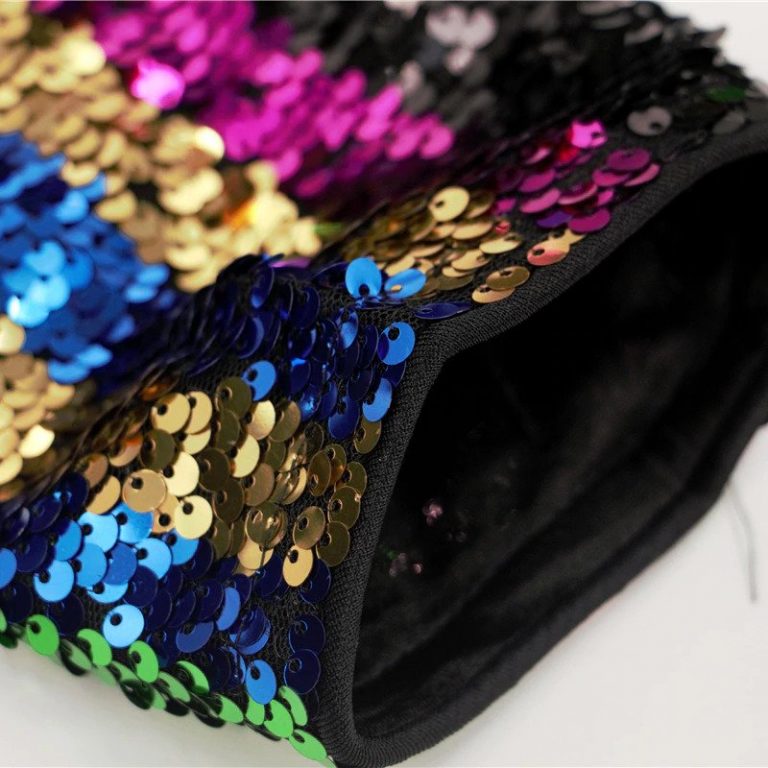 Multicolor Party Highstreet Color Block Sequin Wrap Natural Waist Long Sleeve Dress - Image 8