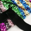 Multicolor Party Highstreet Color Block Sequin Wrap Natural Waist Long Sleeve Dress - Image 9