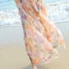 Multicolor Print Oversized Elastic Waist Chiffon Pants for Women