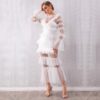 New Fashion Lace Ruffle Long Sleeve Evening Party Maxi Dress - Image 2