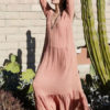 V Neck Long Sleeve Boho Maxi Dress