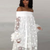 Oversized Shift Lace Tulle Midi Dress