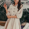 Oversized Sleeved Cotton Linen Mini Dress - Image 2