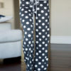 Palazzo Pants Pyjama Lounge Pants Women Polka Dot Drawstring Straight Leg Pants