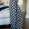 Palazzo Pants Pyjama Lounge Pants Women Polka Dot Drawstring Straight Leg Pants - Image 2
