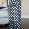 Palazzo Pants Pyjama Lounge Pants Women Polka Dot Drawstring Straight Leg Pants - Image 3