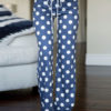 Palazzo Pants Pyjama Lounge Pants Women Polka Dot Drawstring Straight Leg Pants - Image 4