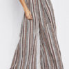 Palazzo Pants Striped Wide Leg Trousers Brown Ethnic Print Pants