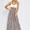 Palazzo Pants Striped Wide Leg Trousers Brown Ethnic Print Pants - Image 2
