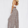 Palazzo Pants Striped Wide Leg Trousers Brown Ethnic Print Pants - Image 3