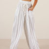 Palazzo Pants Wide Leg Pants White Striped High Waisted Pants For Women