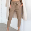 Paper Bag Pants Women Grey Drawstring Cropped Pants