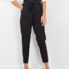 Paper Bag Pants Women Grey Drawstring Cropped Pants - Image 3