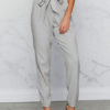 Paper Bag Pants Women Grey Drawstring Cropped Pants - Image 4