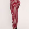 Paper Bag Pants Women Striped High Waist Cropped Trousers - Image 11