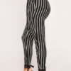 Paper Bag Pants Women Striped High Waist Cropped Trousers - Image 6