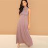 Pink Guipure Lace Overlay Bodice Maxi Dress - Image 3