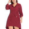 Plus Size Long Sleeve Buttons Shirt Dress